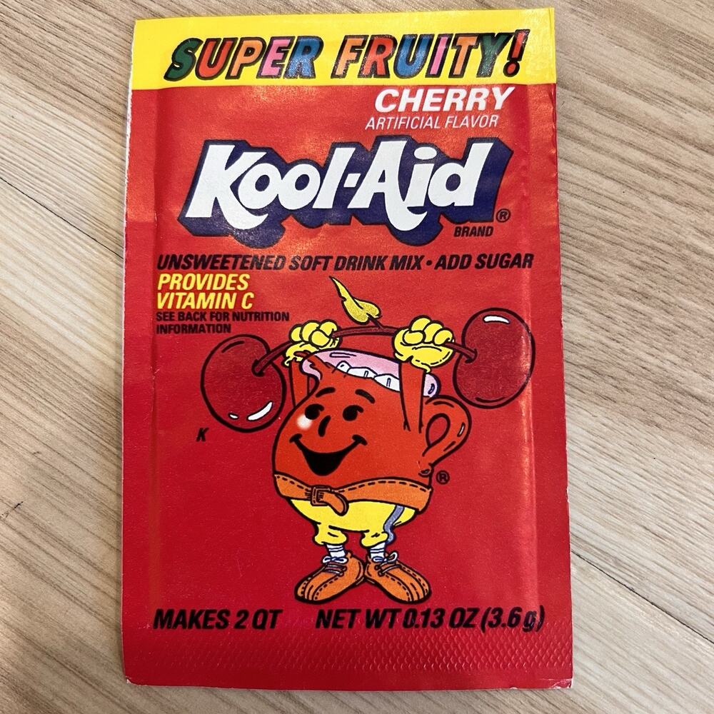 Vintage Super Fruity Kool Aid Cherry Packet NOS Sealed 90s
